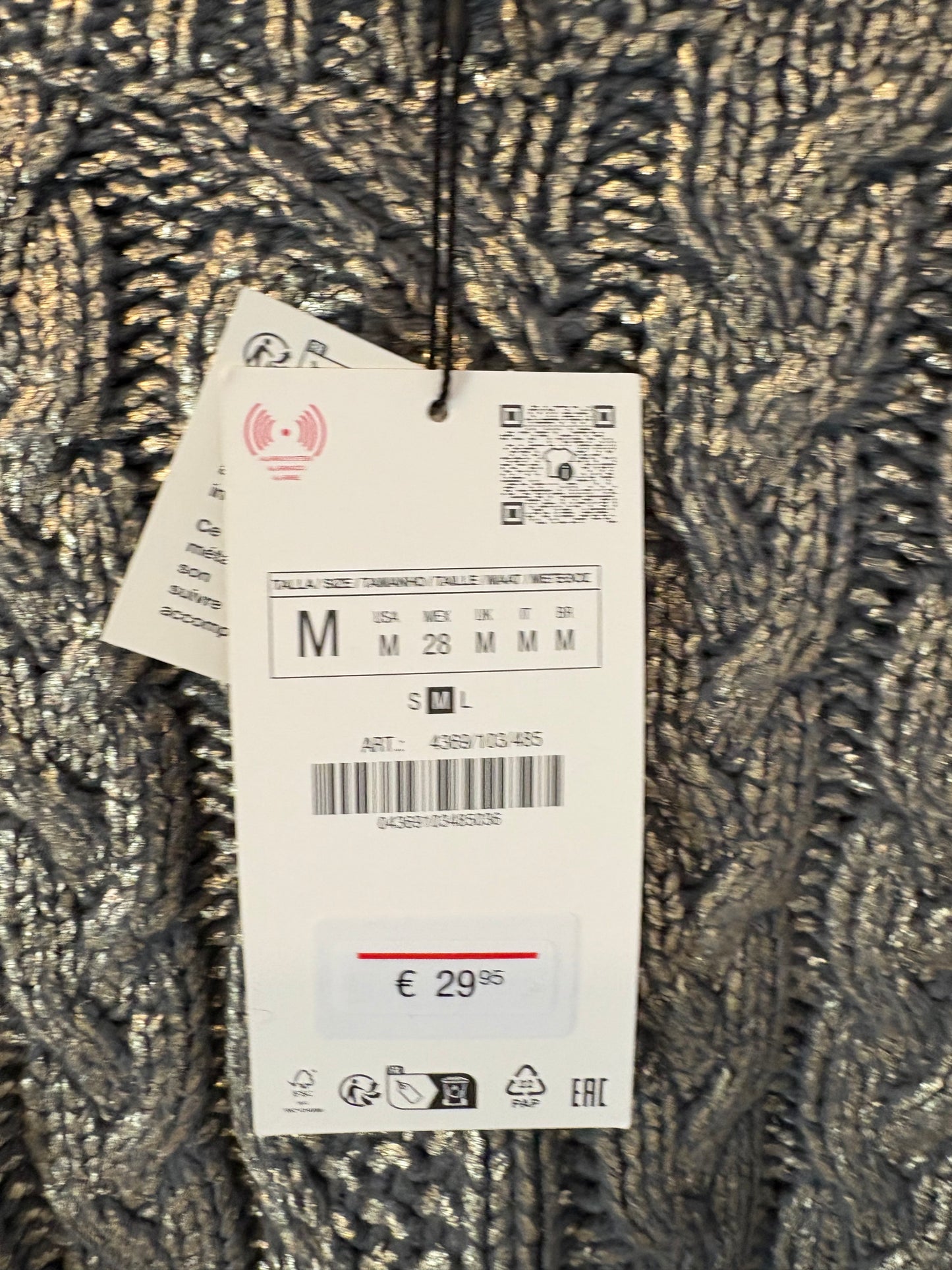 ZARA. Jersey gris ochos textura. T M