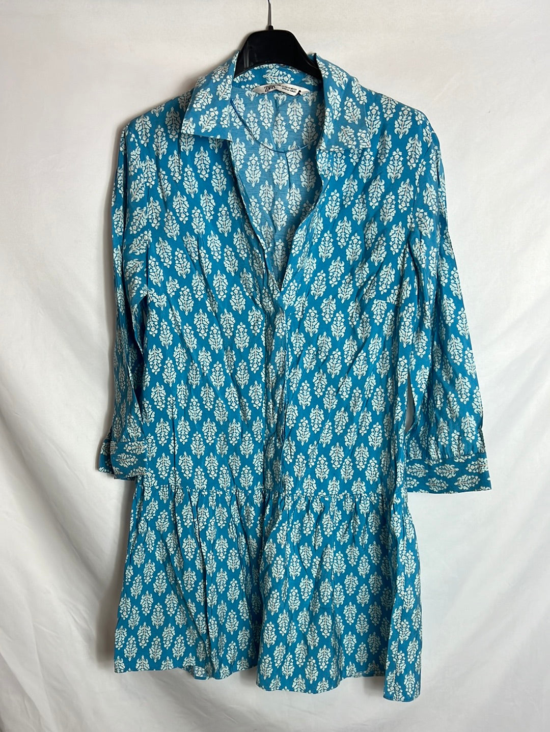 ZARA. Short blue printed dress. Size XS