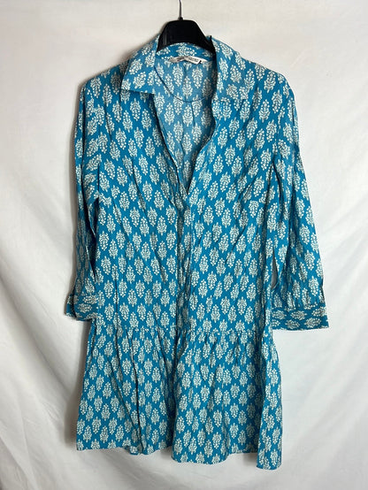 ZARA. Short blue printed dress. Size XS