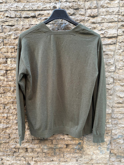 MAISON 123. Chaqueta verde punto con lana