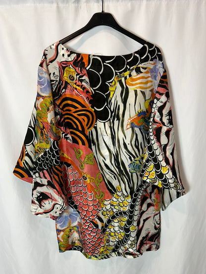 PHILOSOPHY OF ALBERTA FERRETT. Printed silk top/dress. Size 38