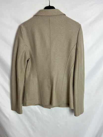 EWOOLUZIONE. Textured beige wool blazer. T 44 (L)