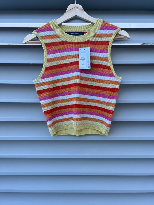 PRIMARK. Top rayas hilos metálicos