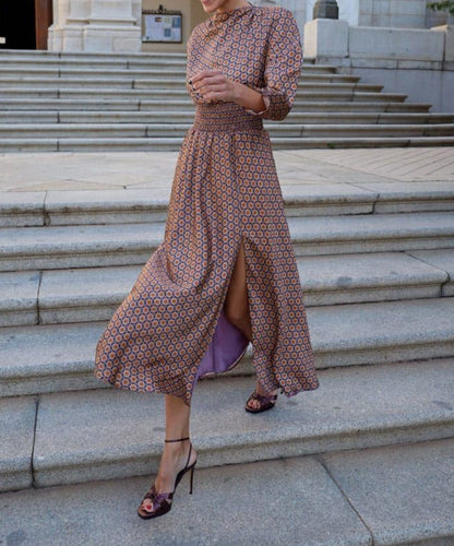 HIMBA. Vestido largo estampado abertura