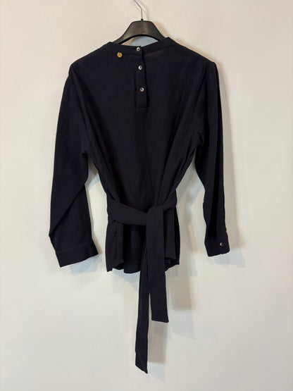 ANTIK BATIK. Blusa azul textura bordados