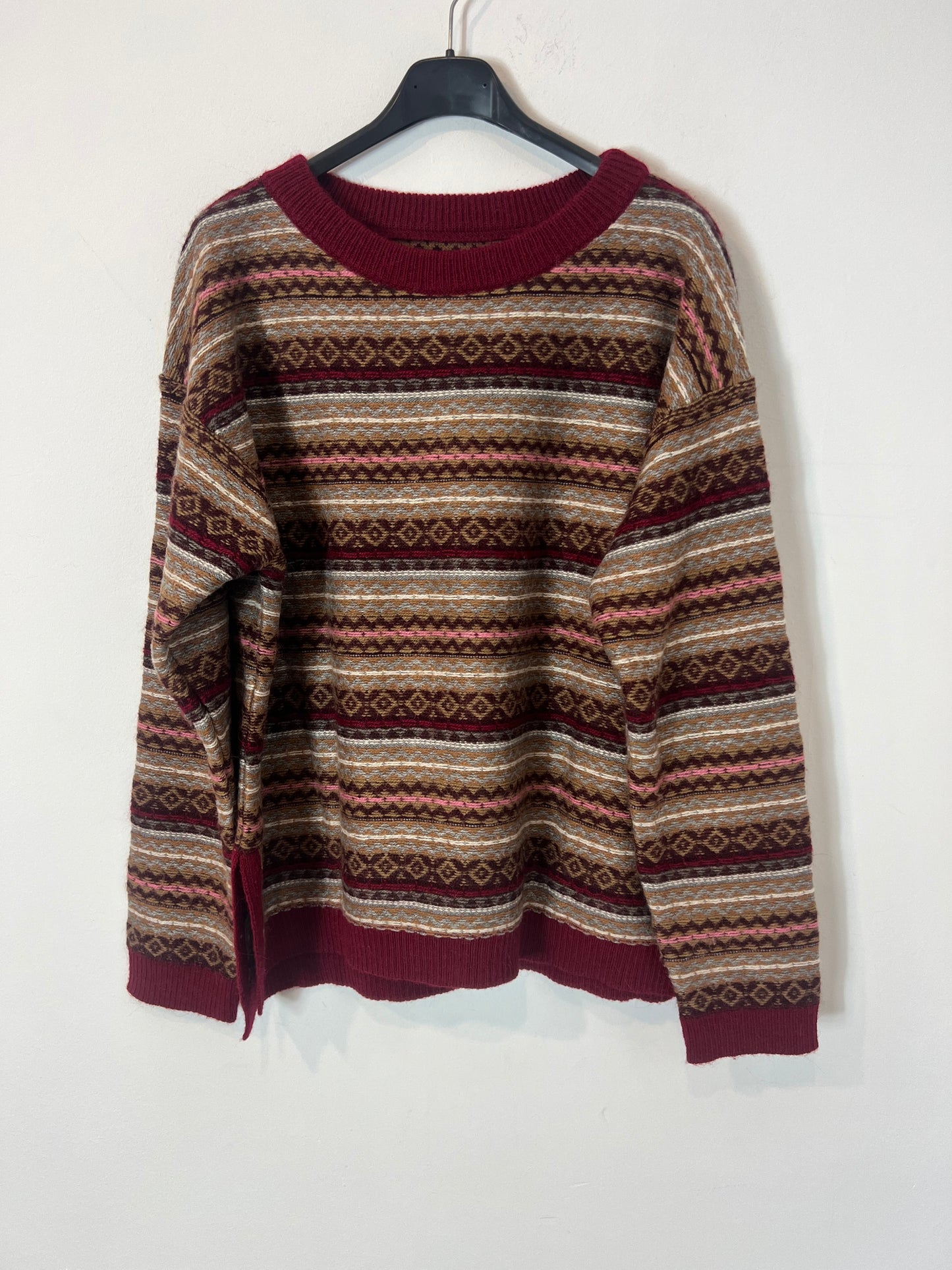 MASSIMO DUTTI. Jersey burdeos estampado T.m