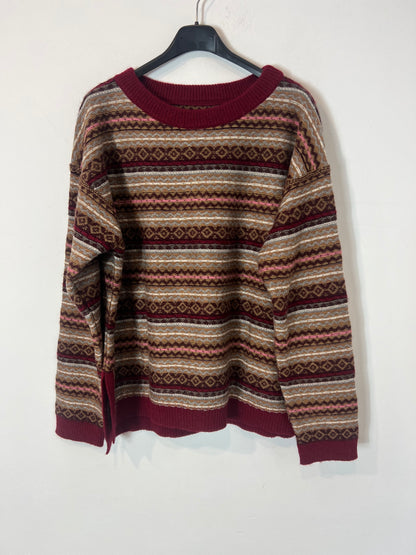 MASSIMO DUTTI. Jersey burdeos estampado T.m