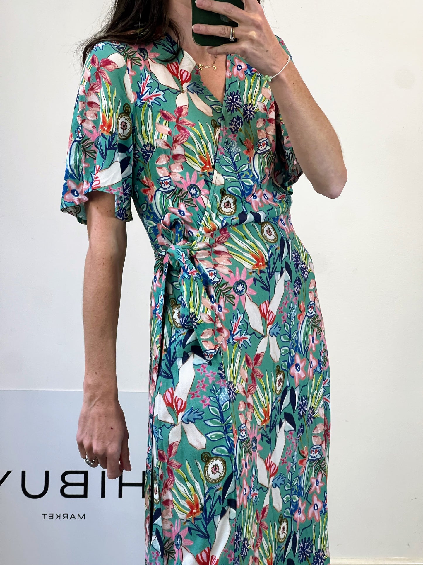 MARIE SIXTINE. Vestido midi estampado lazada
