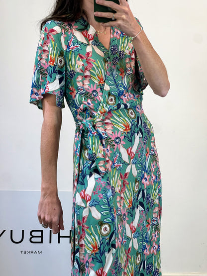 MARIE SIXTINE. Vestido midi estampado lazada