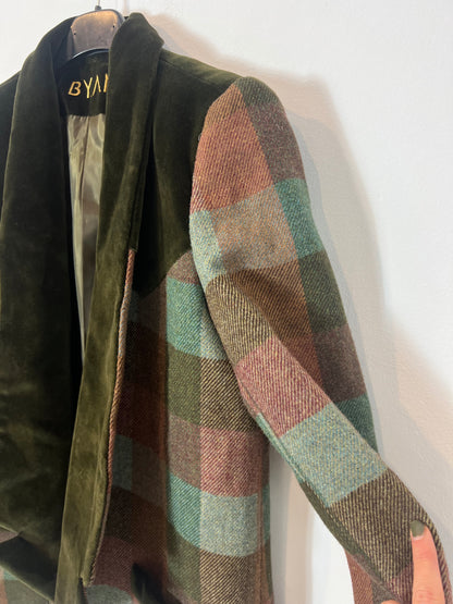 BYAN. Blazer cuadros lana con detalles en terciopelo. T S
