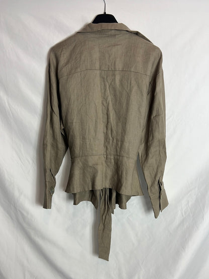 ZARA.Blusa/sobrecamisa beige T.xs