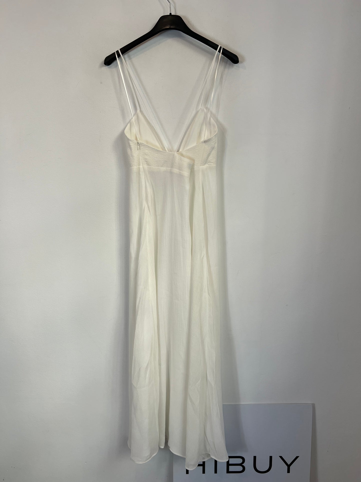 ZARA. Vestido largo blanco textura T.s