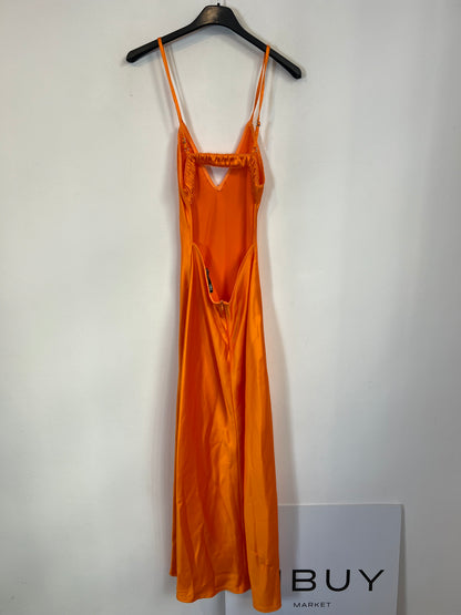 ZARA. Vestido lencero naranja T.s