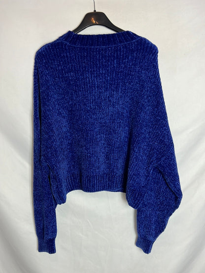 H&M. Jersey azul aterciopelado T.m