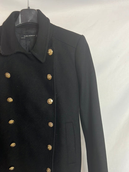 ZARA. Chaqueta negra paño estilo militar. T S