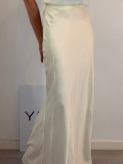 SEZANE (EDITIONS). Falda beige crudo satinada T.36