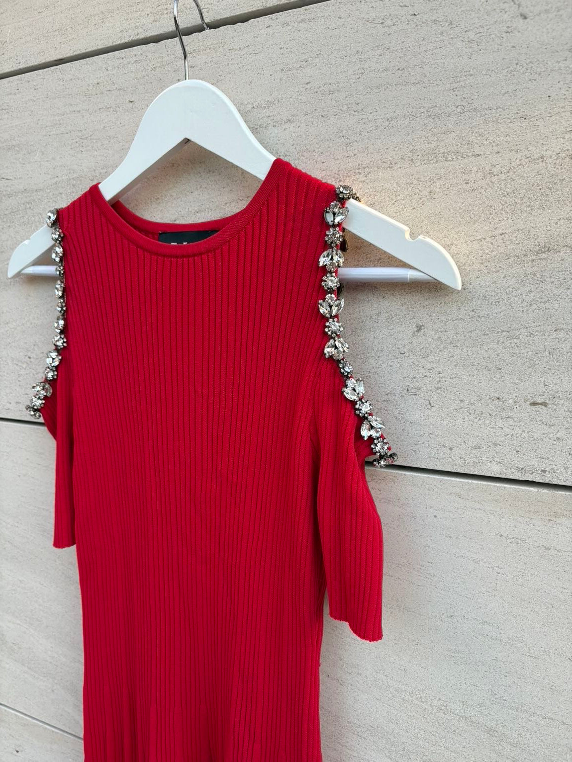 THE KOOPLES. Vestido punto elástico rojo pedreria