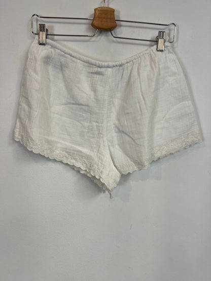 ZARA. Pantalón corto blanco algodón T.s