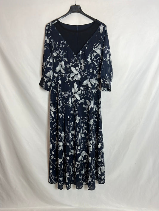 OTHER. Blue floral midi dress with collar detail. TM