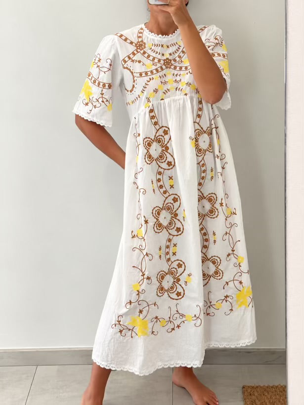SOPHIE+LUCIE. Vestido largo blanco bordados