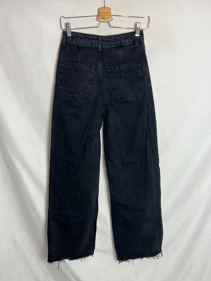 MANGO. Pantalón denim negro T.38
