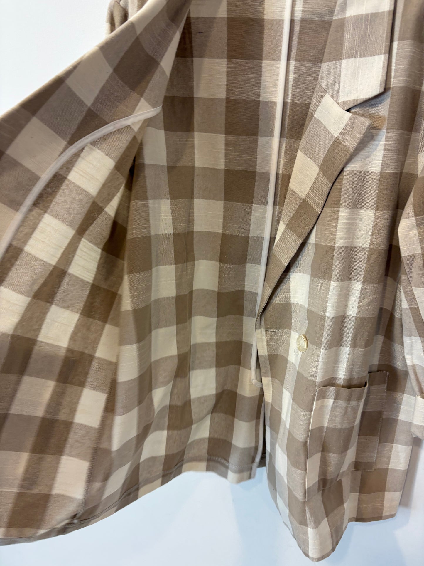 MUS & BOMON. Blazer cuadros beiges algodón
