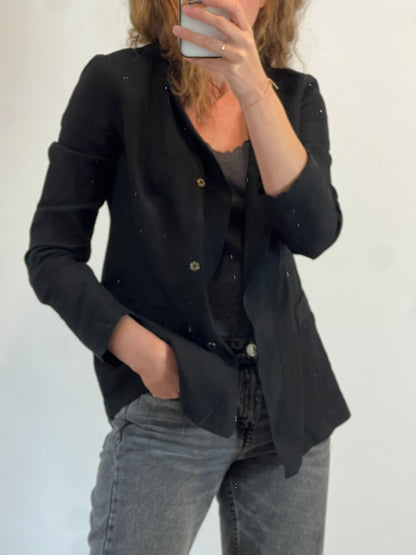 DKNY. Chaqueta lino negra. T S