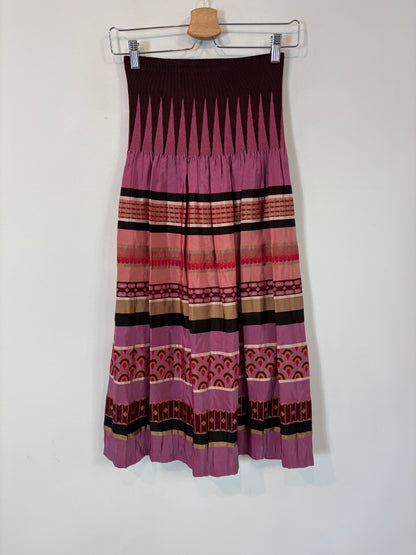 VANDERWILDE. Conjunto top y falda estampado. T 36