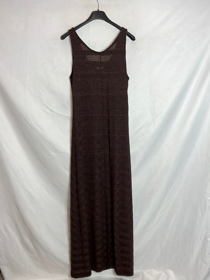 CALZEDONIA. Long brown dress with shiny threads. TS