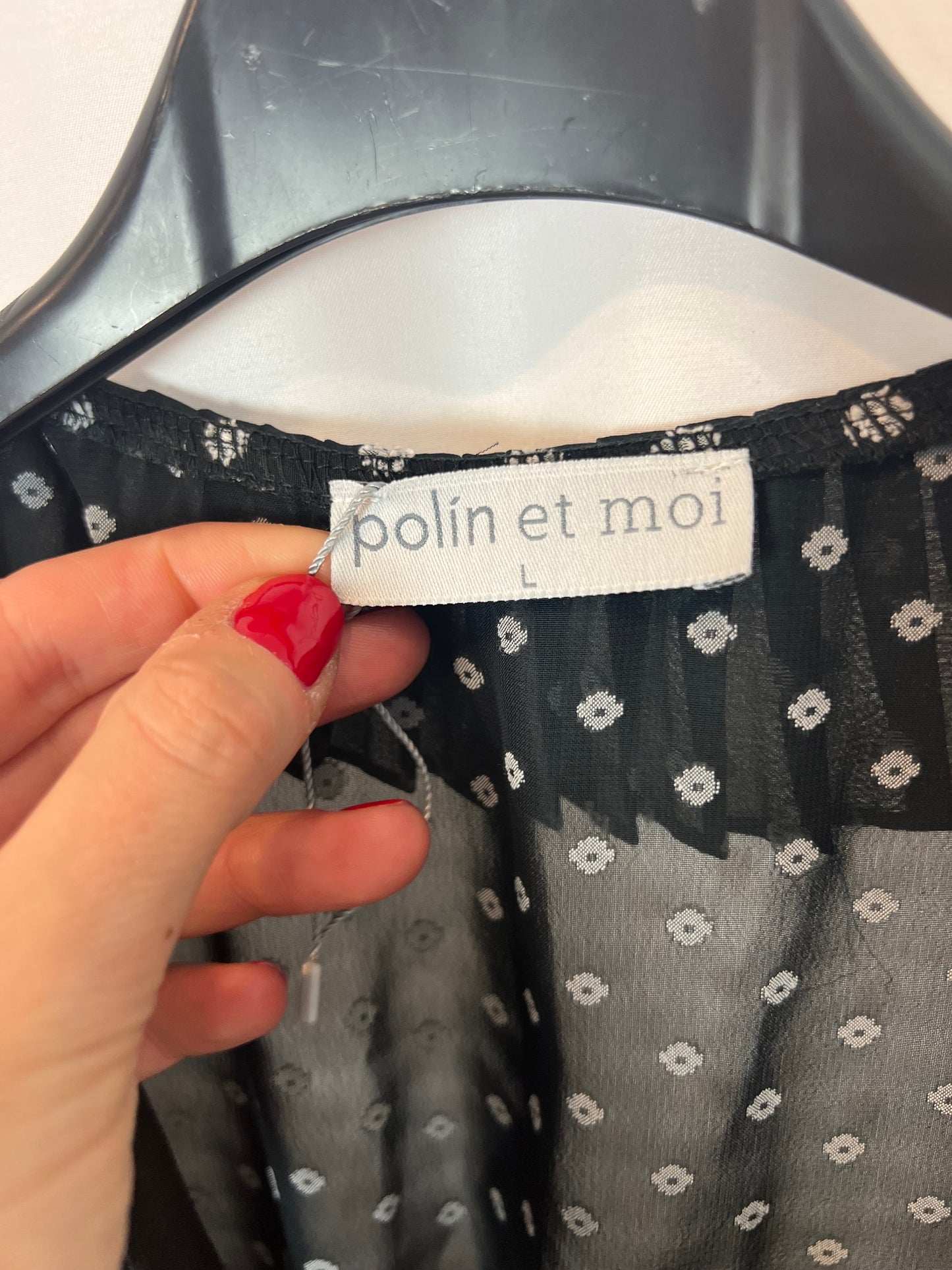 POLIN ET MOI. Black texture printed dress. T.L.