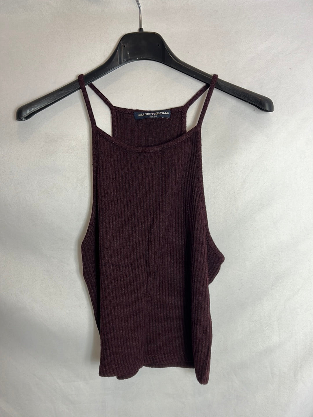 BRANDY MELVILLE. Top burdeos canalé T.u(xs)