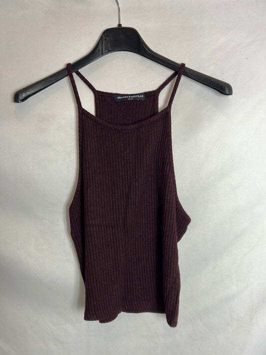 BRANDY MELVILLE. Top burdeos canalé T.u(xs)