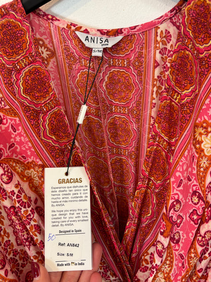Vestido largo seda estampado