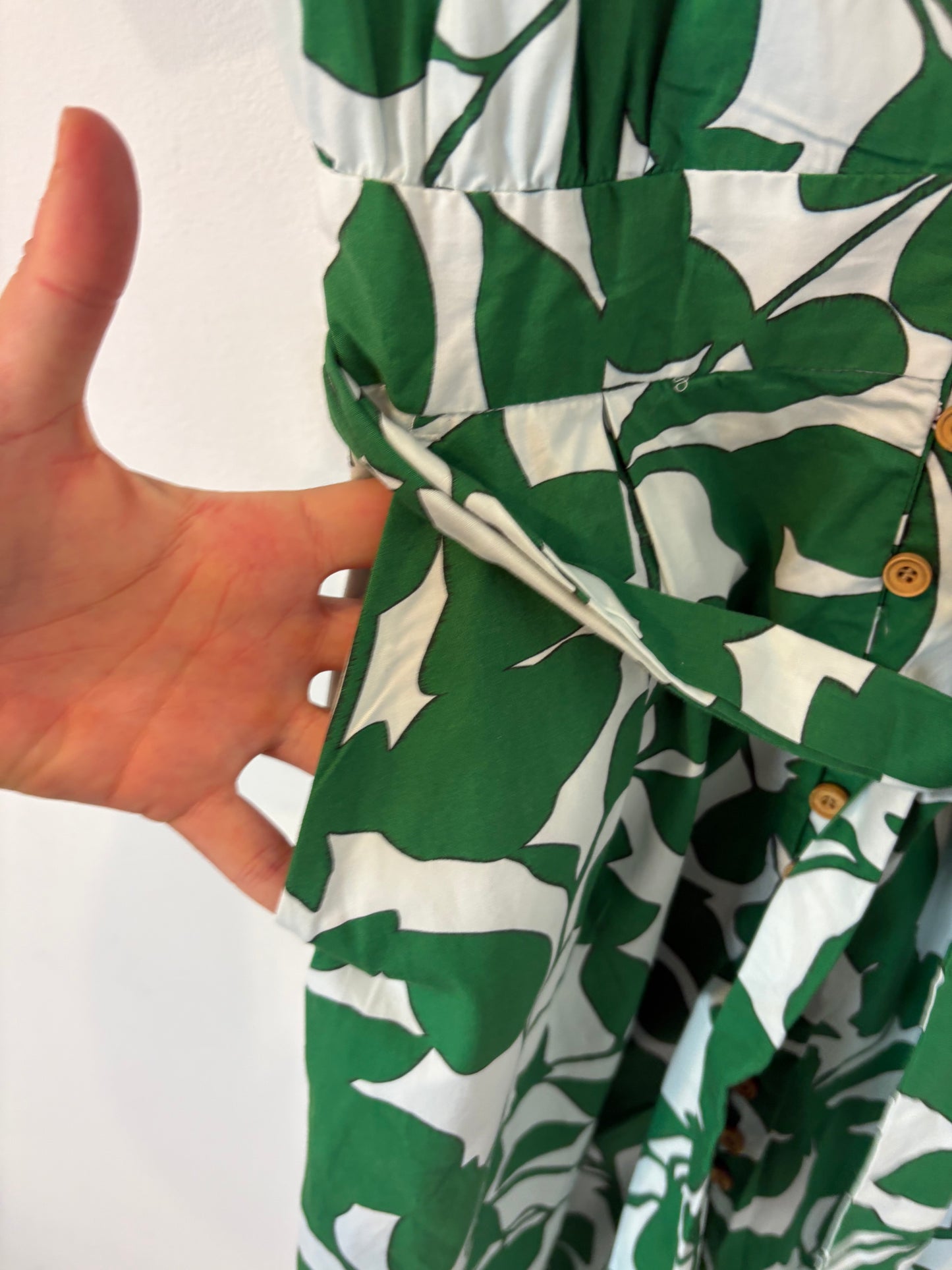 ZARA. Green floral midi dress. XS