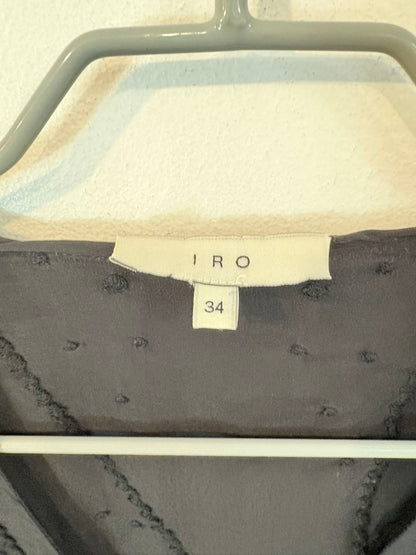 IRO. Top negro bordados detalle mangas