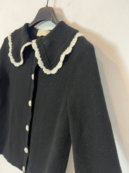 SEZANE. Black wool cardigan with a T.xs collar