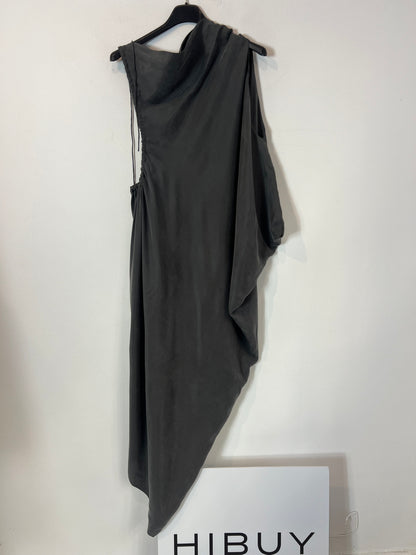 LANVIN. Vestido gris midi T.38