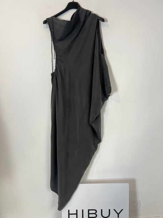 LANVIN. Vestido gris midi T.38