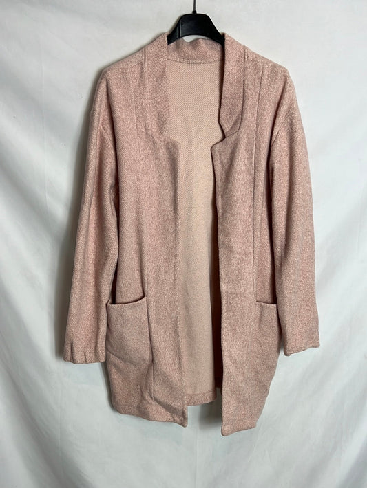 OTRAS. Chaqueta rosa jaspeada bolsillos. T M/L