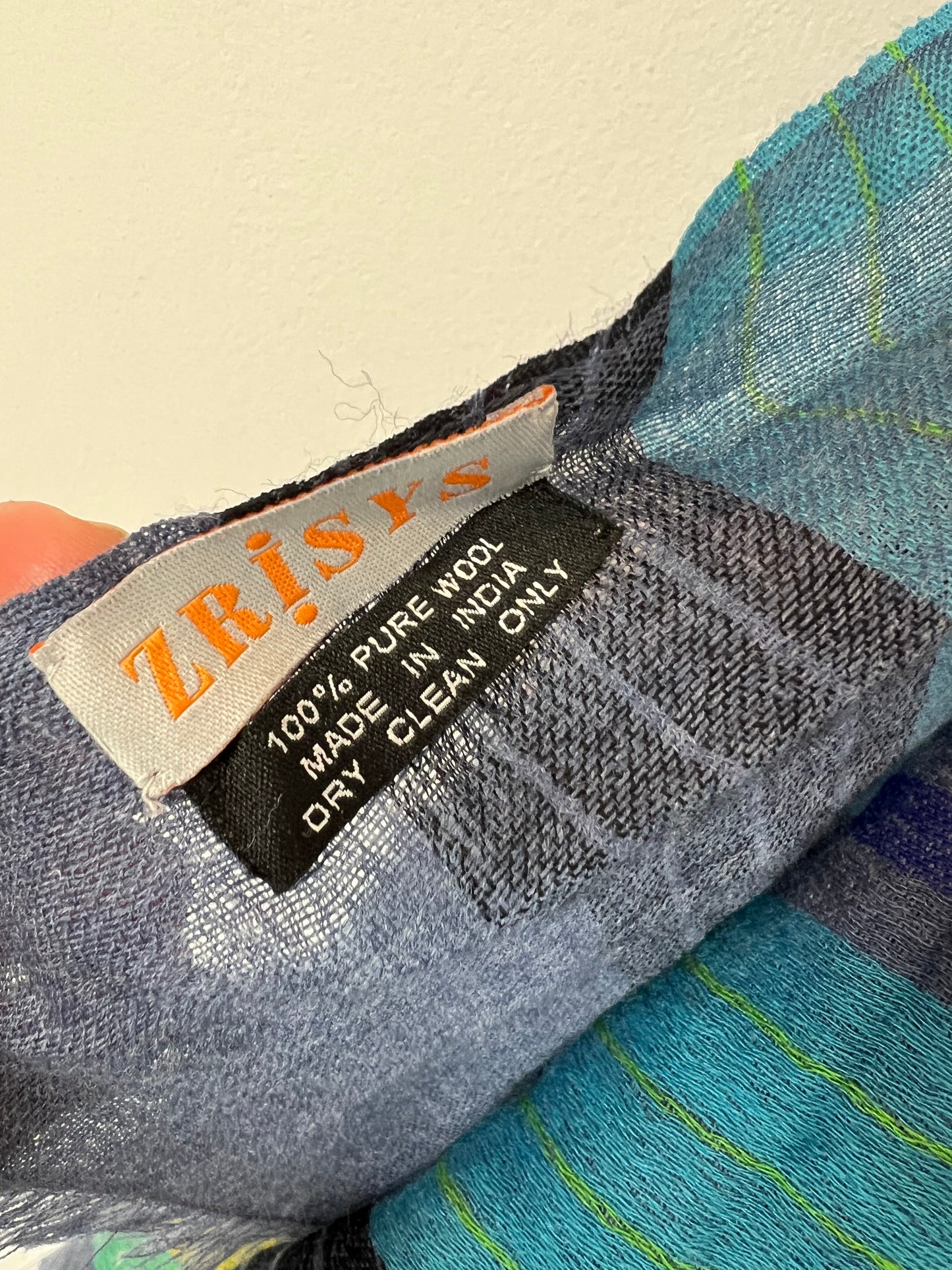 ZRISYS. Blue striped wool scarf