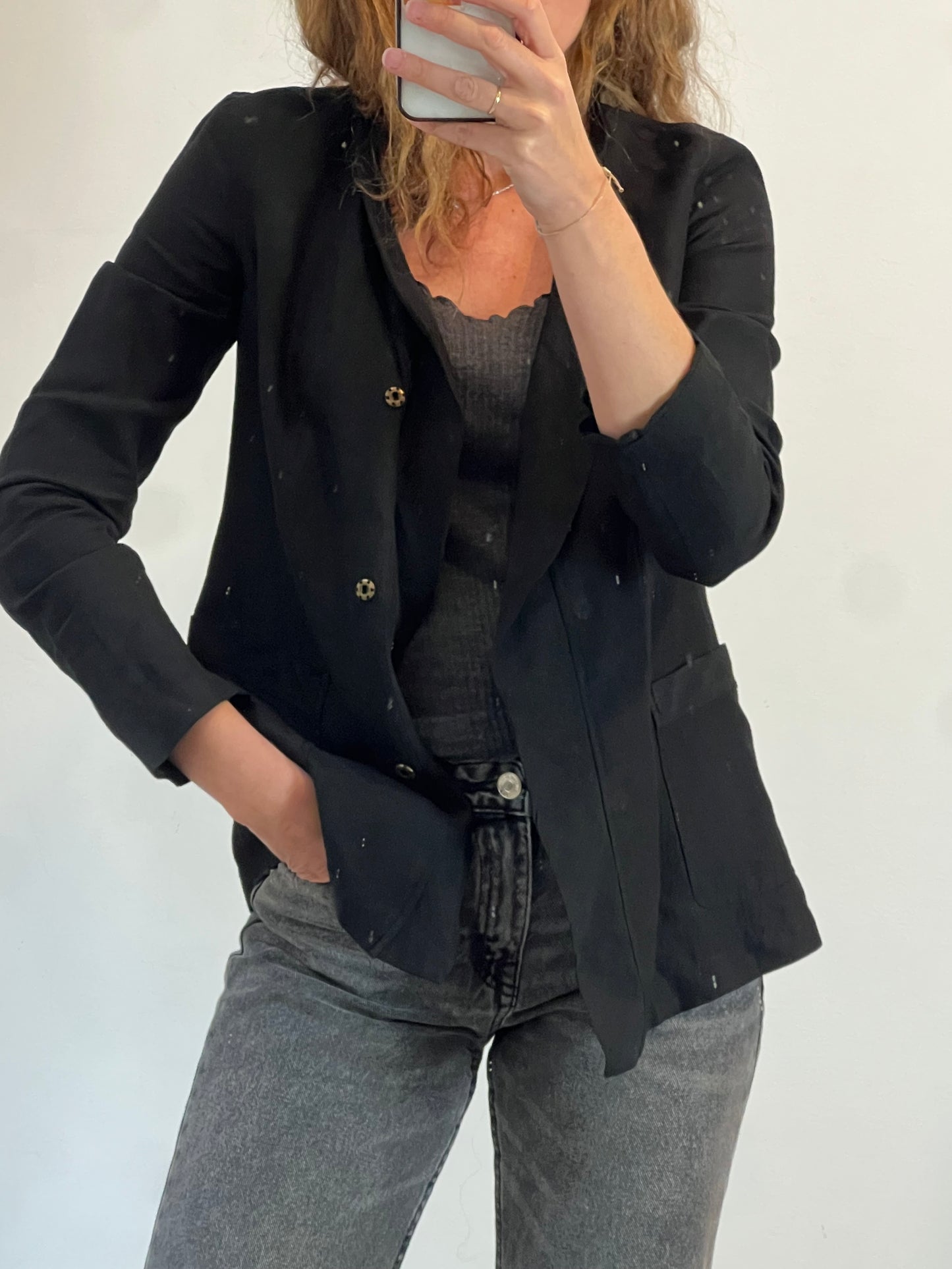 DKNY. Chaqueta lino negra. T S