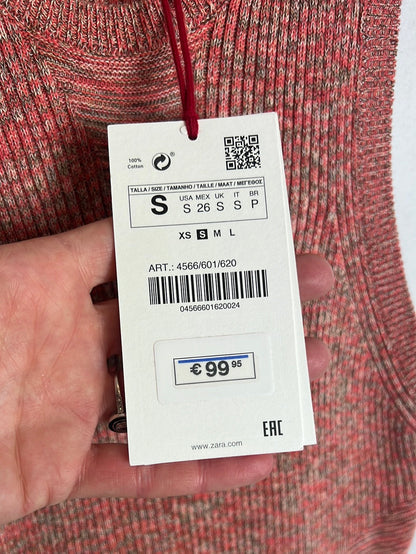 ZARA. Vestido punto jaspeado desmontable . T S