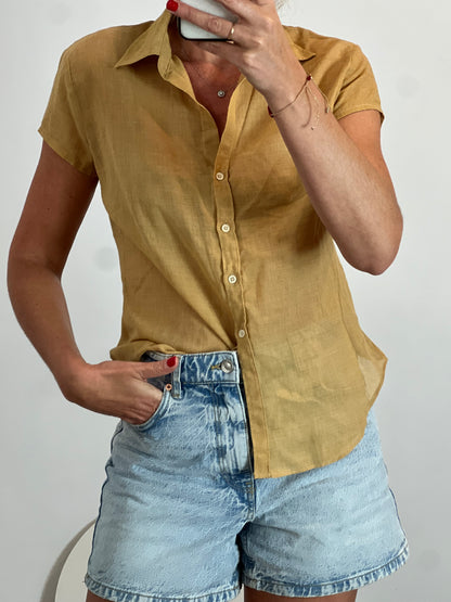 OTHER. Vintage mustard mottled blouse. TM/L