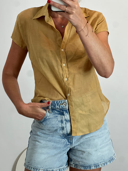 OTHER. Vintage mustard mottled blouse. TM/L