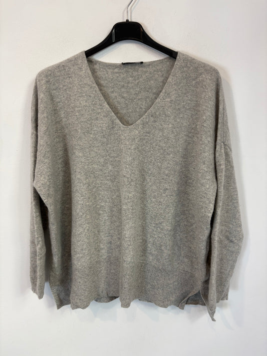 PARFOIS. Gray cashmere V-neck sweater. TM
