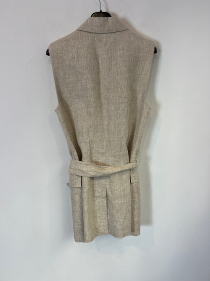 H&M. Chaleco lino bolsillos. T XS