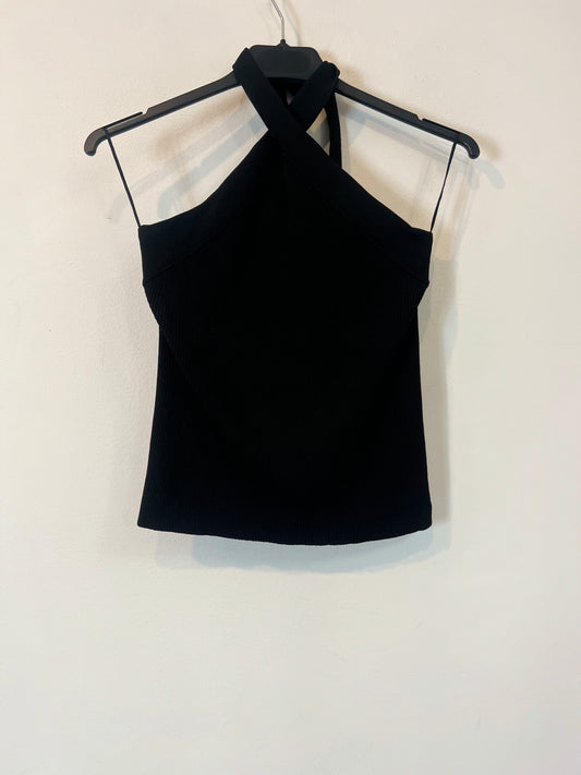 ZARA. Top negro canalé T:s