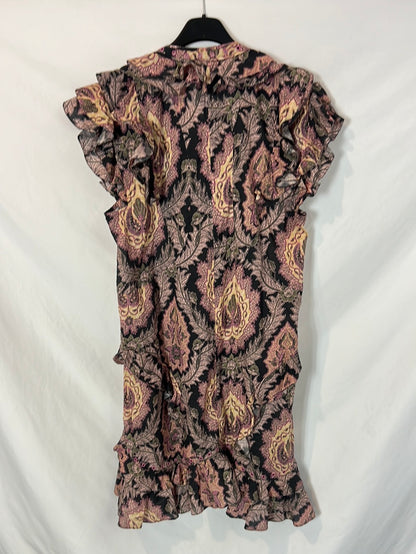 ISABEL MARANT . Vestido corto volantes. T 38