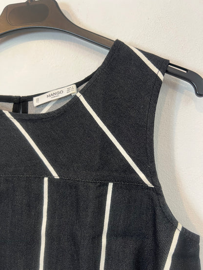 MANGO. Top negro rayas T.s