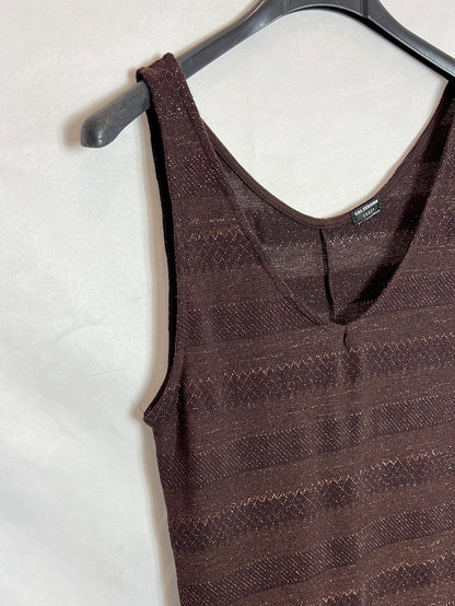 CALZEDONIA. Long brown dress with shiny threads. TS